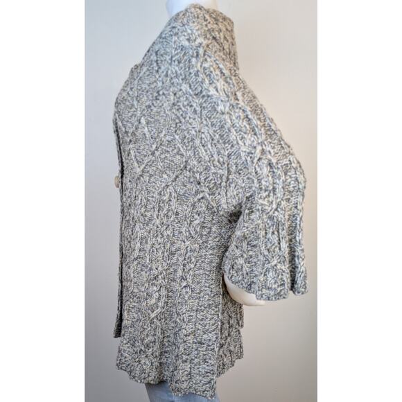 Leo & Nicole Coatigan Cardigan 1X Gray Cream Cable Knit Button Front Swing Style - Picture 4 of 9